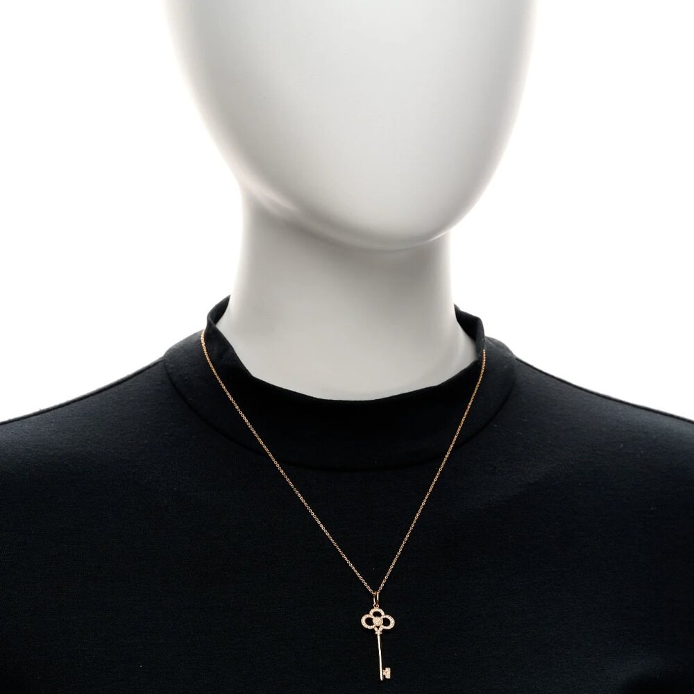 $5,200++ Tiffany & Co. 18k Rose Gold Diamond Crown Key Pendant Necklace - Picture 10 of 10